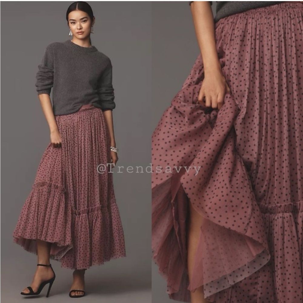Anthropologie Maeve Tiered Tulle Maxi Skirt - Picture 3 of 6